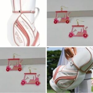White and Pink Golf Bag with Earrings